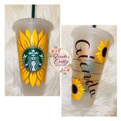 Sunflower Starbucks Cup W/ Name