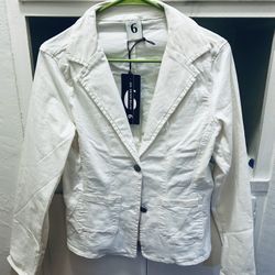 Six Denim Brand White Jean Jacket, Small.