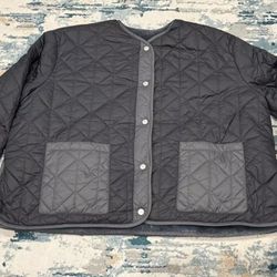 UGG Women's Amilea Reversible Black/Gray Faux Fur Quilted Jacket - Size L - NWT