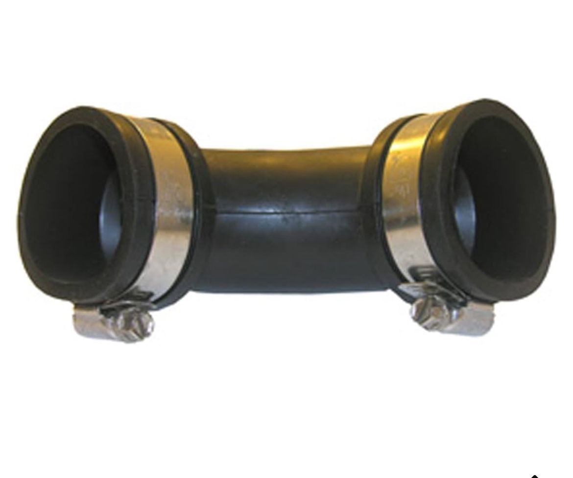 LASCO 25-6830 Drain Pipe 90 Degree Elbow Flexible Rubber Connector with Clamps, 1 1/2" x 1 1/2"