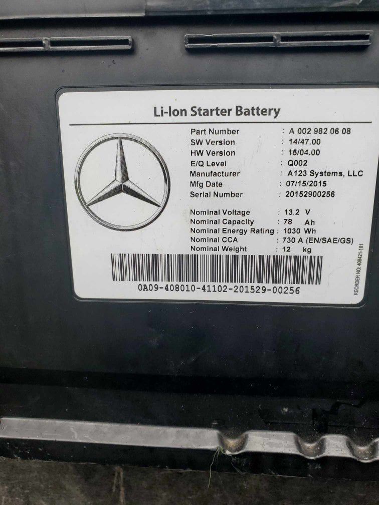 Mercedes Lithium Ion Starter Battery