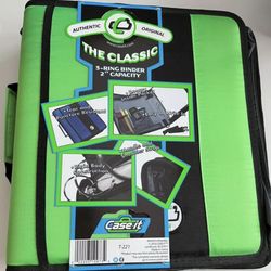 Brand New Green Case-it zipper binder 3” ring