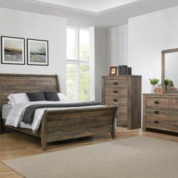 NEW Modern 4 pc Queen or King Size Frederick Sleigh Bedroom Set

