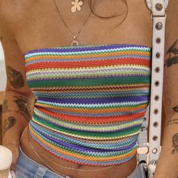 Multi colored tube top