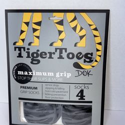 DOK TigerToes Premium Non-Slip Dog Socks, Classic Grey, Small