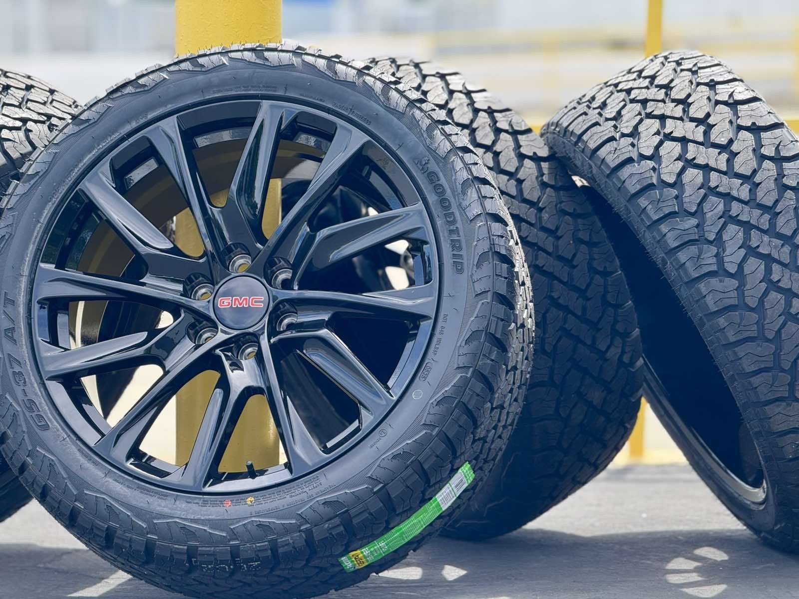 2025 22” Black Wheels Rims and Tires GMC Sierra Yukon Denali Chevy Silverado 1500 Tahoe Cadillac Escalade Chevrolet Suburban Avalanche 285/45R22