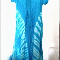 NWT BLUE LONG FLOWY TIE DIE DRESS ONE SIZE FITS ALL