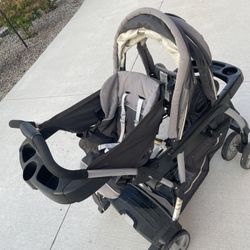 Baby Stroller (Double and attaches car seats)