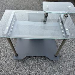Glass Top Desk With Pull Out Keyboard Tray