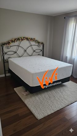 QUEEN MEMORY FOAM MATTRESS WITH BOX SPRING 2PC. BED FRAME ISN'T AVAILABLE