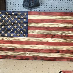 Rustic American Flag-Handmade and Carved