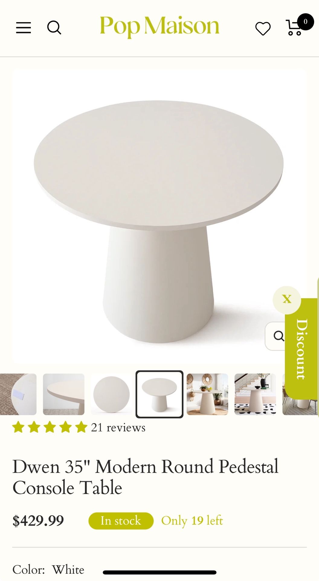 Dwen 35" Modern Round Pedestal Console Table