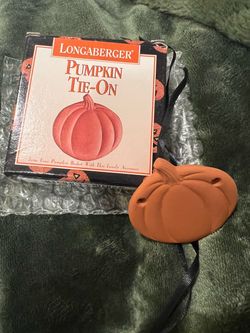 Vintage Pumpkin 🎃 1995 Longaberger Terra Cotta Pumpkin Basket Tie-On Ornament NIB #31763 Fall