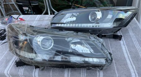 13-15 Honda Accord Sedan Black Clear Reflector Projector Headlights