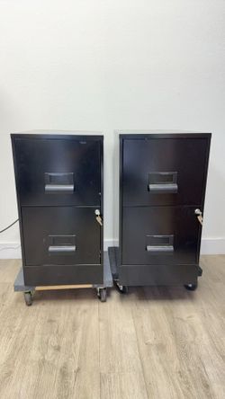 Pair of HON 2-Drawer Commercial Metal Filing Cabinets with Keys