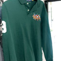 Two Polo Ralph Lauren Green & Grey Long Sleeve Shirt 