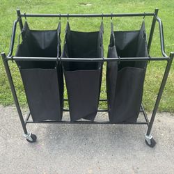 Three Basket Rolling Hamper