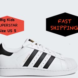 Adidas Superstar J Big Kids White/Core Black – Size 5 US – New w/ Box
