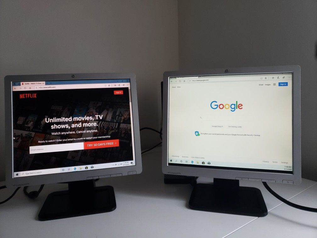 HP Dual Monitor Screens