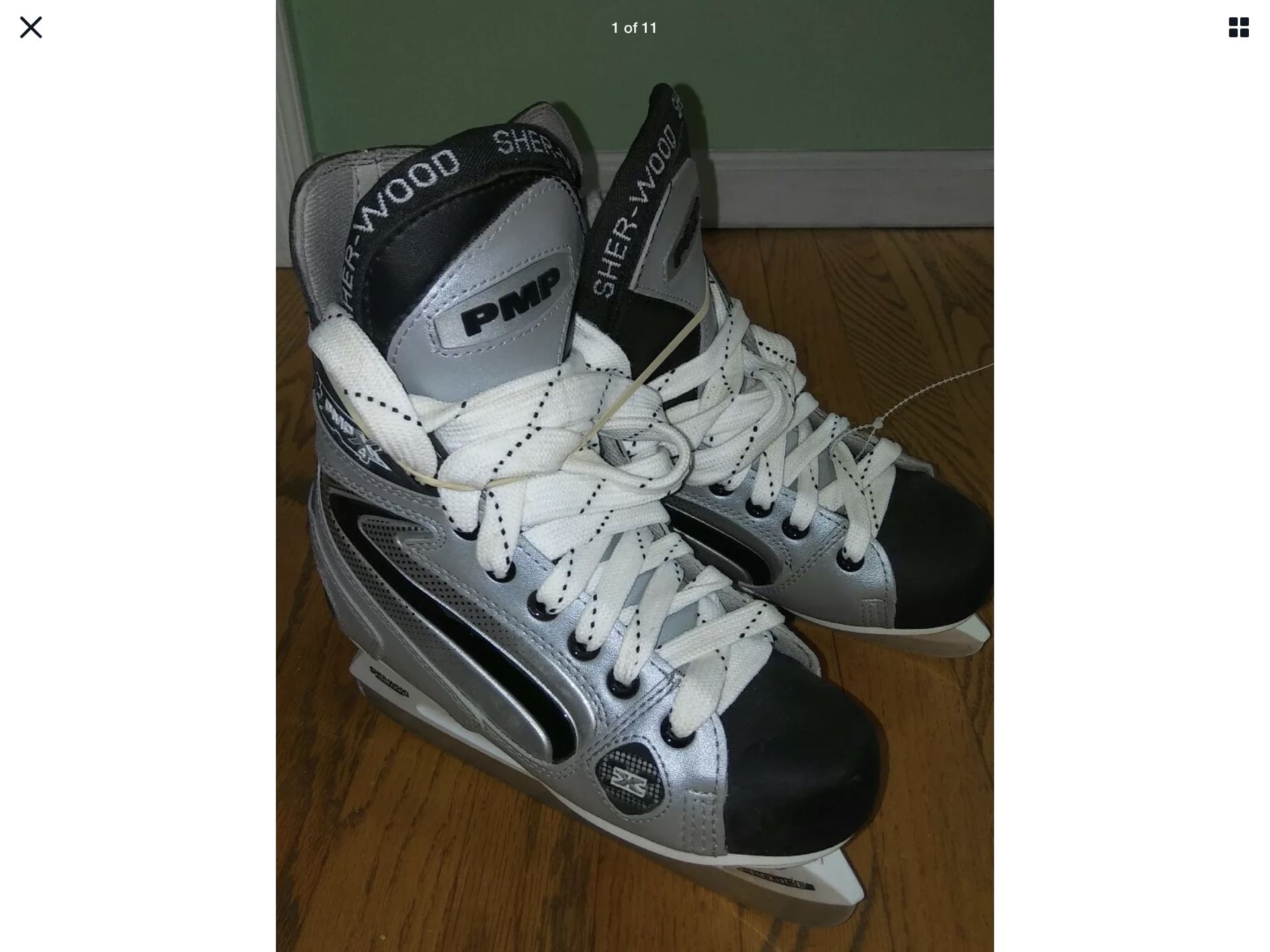 Silver Sherwood PMP-X4 Pro-Ice Youth Hockey Skates in Junior Size US 3 / Eur 35 Excellent Condition