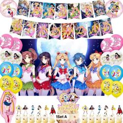 Awesome Sailor Moon birthday party decorations.