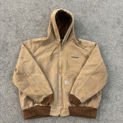 Vintage Tan Carhartt Hooded Workwear Jacket Mens Size XXL