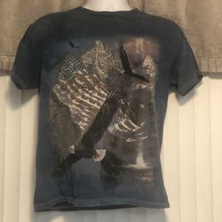 The Mountain Shirt Mens M Blue American Flag Eagle Tye Dye Graphic Tee Cotton
