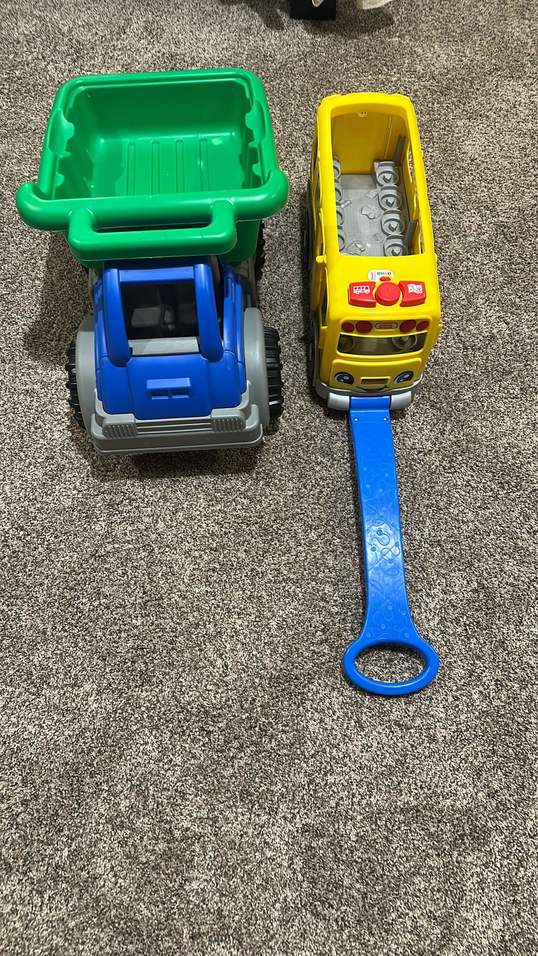 Toy Bus And Dump Truck
