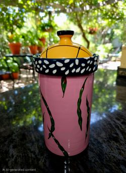 hand-painted ceramic canister from the Droll Designs "Vegetable Motif"
