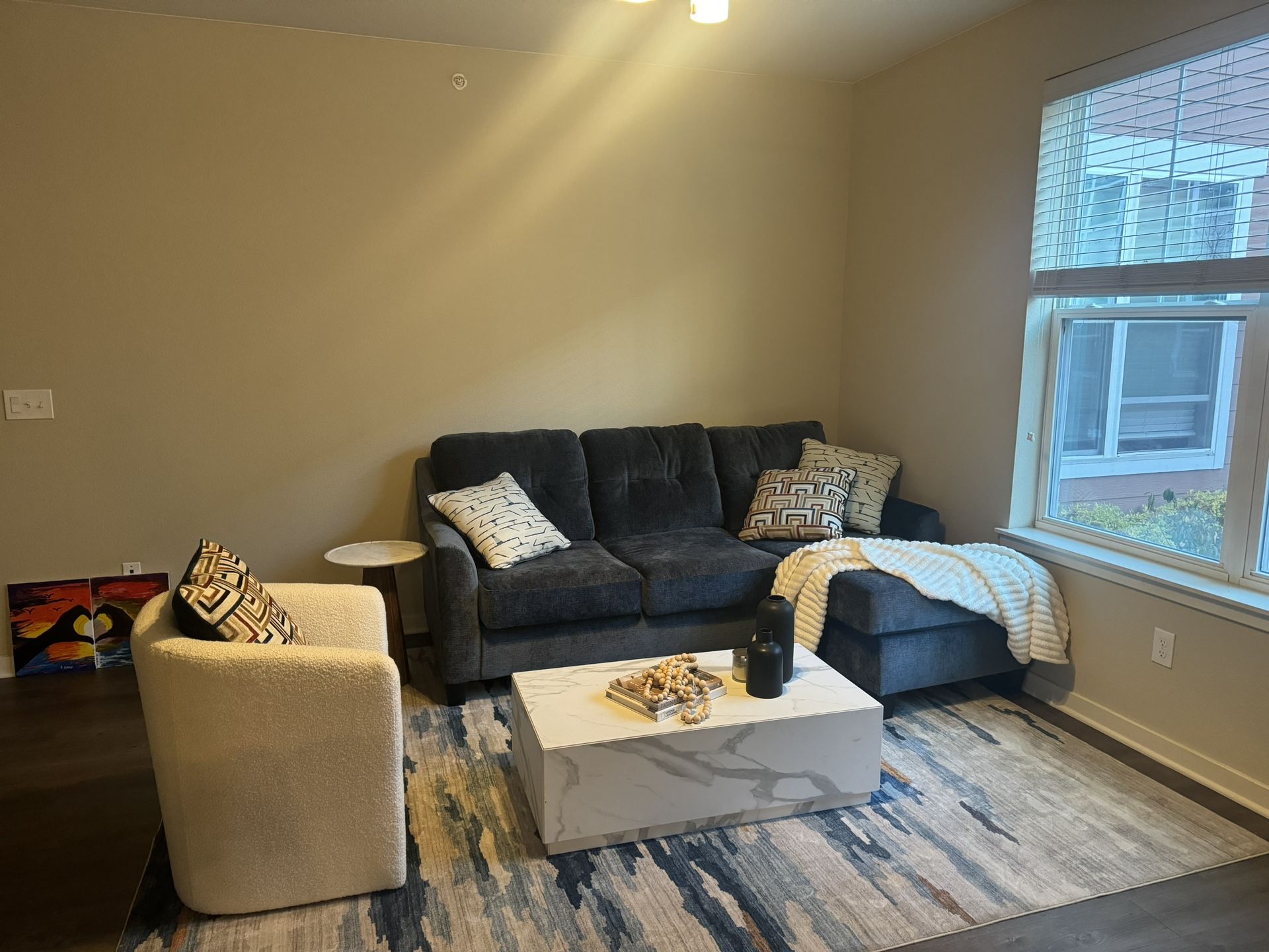 L Shape Sofa And Table. 