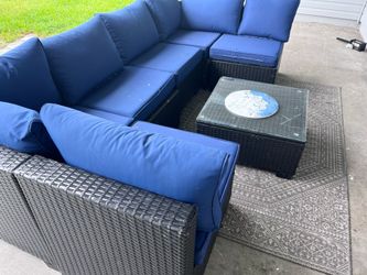 Outdoor Wicker Sectional Sofa Set with Coffee Table