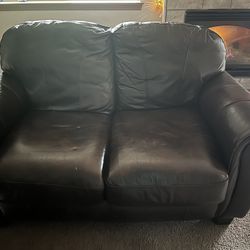 Premium Aniline Leather Love Seat By Lane