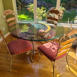 Glass Dining Table 48" Grapes,Vines Country French Maple Iron Shabbychic Kitchen 