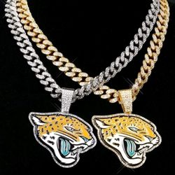 Jacksonville Jaguars iced cjain necklace 20 or 24". MANY TEAMS AVAILABLE! SHIPPING AVAILABLE