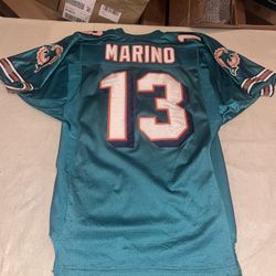 Authentic Dan Marino Miami Dolphins Wilson Jersey Sewn Clean Mens 46 Teal USA