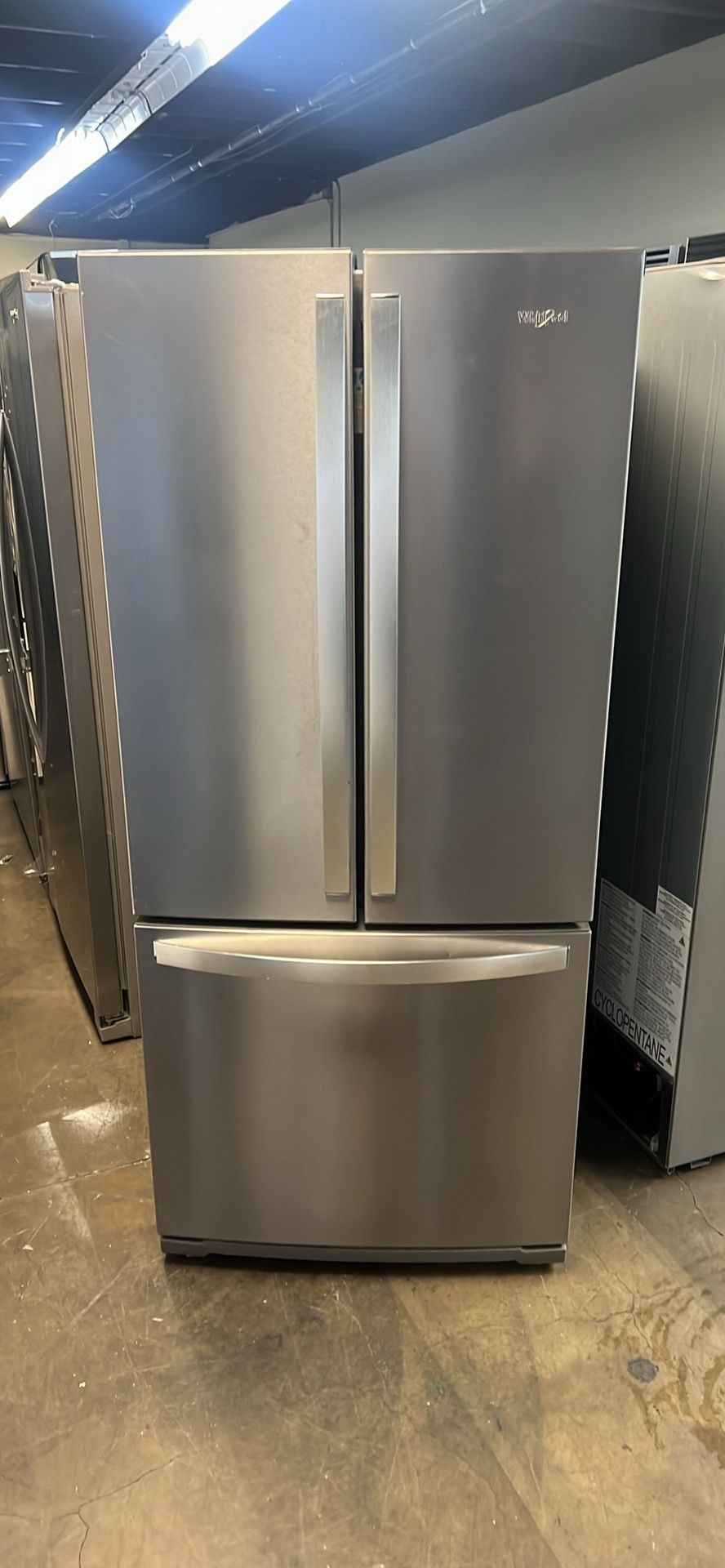 Whirlpool 30”Wide French Style Stainless Steel Refrigerator 