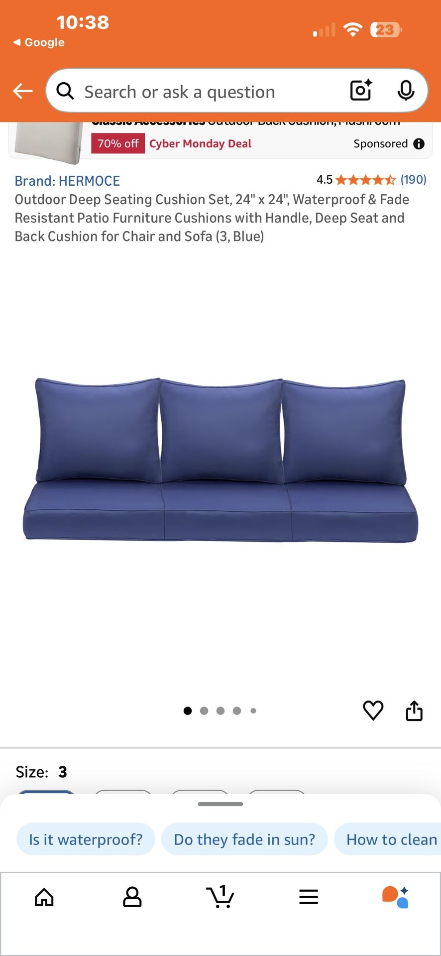 New set of outdoor couch cushions