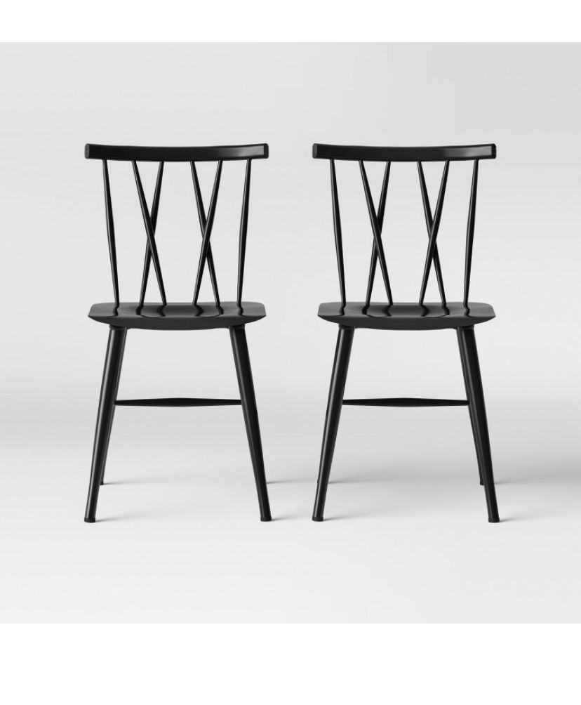 New Set of 2 Becket Metal X Back Dining Chair Black - Threshold™