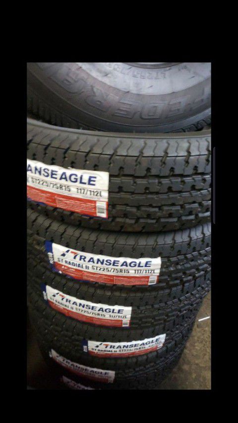 Trailer tires 10ply 225 75 15 $250 set of 4