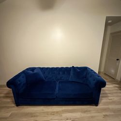 Like New Navy Blue Tufted Sofa