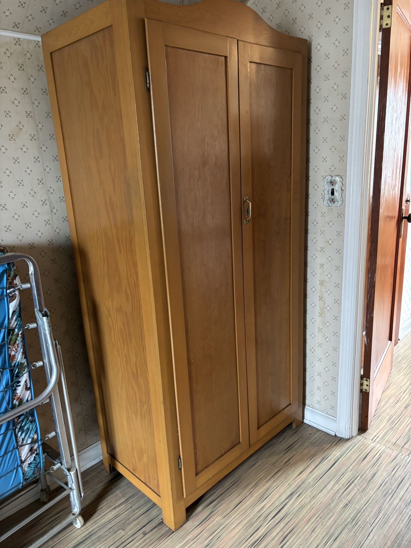 Antique Birch Armoire , Sturdy And Useful ! House Sold Must Go !