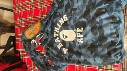Navy Blue Bape Hoodie No Zip Size Small