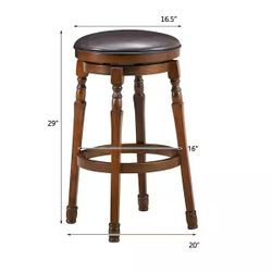 29 in. Walnut Wood Swivel Bar Stool Faux Leather Padded Dining Kitchen Pub Chair(Set of 4)