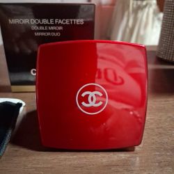 Chanel Authentic Brand New Red LIMITED Edition Dual Compact Folding Mirror With Velvet Pouch Boxed