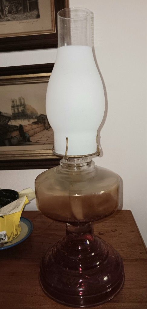 Vintage Hurricane Lamp Uses Kerosene With Wick