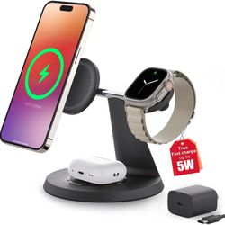3 in 1 Wireless Charging Station for Apple Device Fast Charging Station for iPhone and Watch with MagSafe, Stable Charger Stand for iPhone 12-16 & iWa
