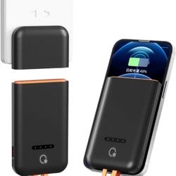 Separate Portable Charger with Built-in Cables and 45W AC Wall Plug, Usb C Fast Charging Power Bank with Cords,10000mAh External Battery Pack Compatib