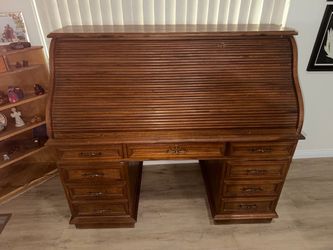 Vintage Wooden Roll Top Desk