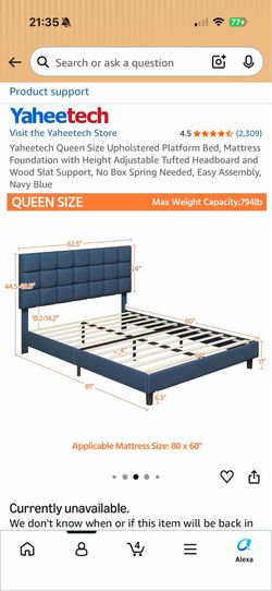 Used queen bed frame and 10-12inch memory foam matress - condition new