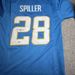 Isaiah Spiller Signed Autograph Custom Jersey - Beckett Coa - LA Chargers